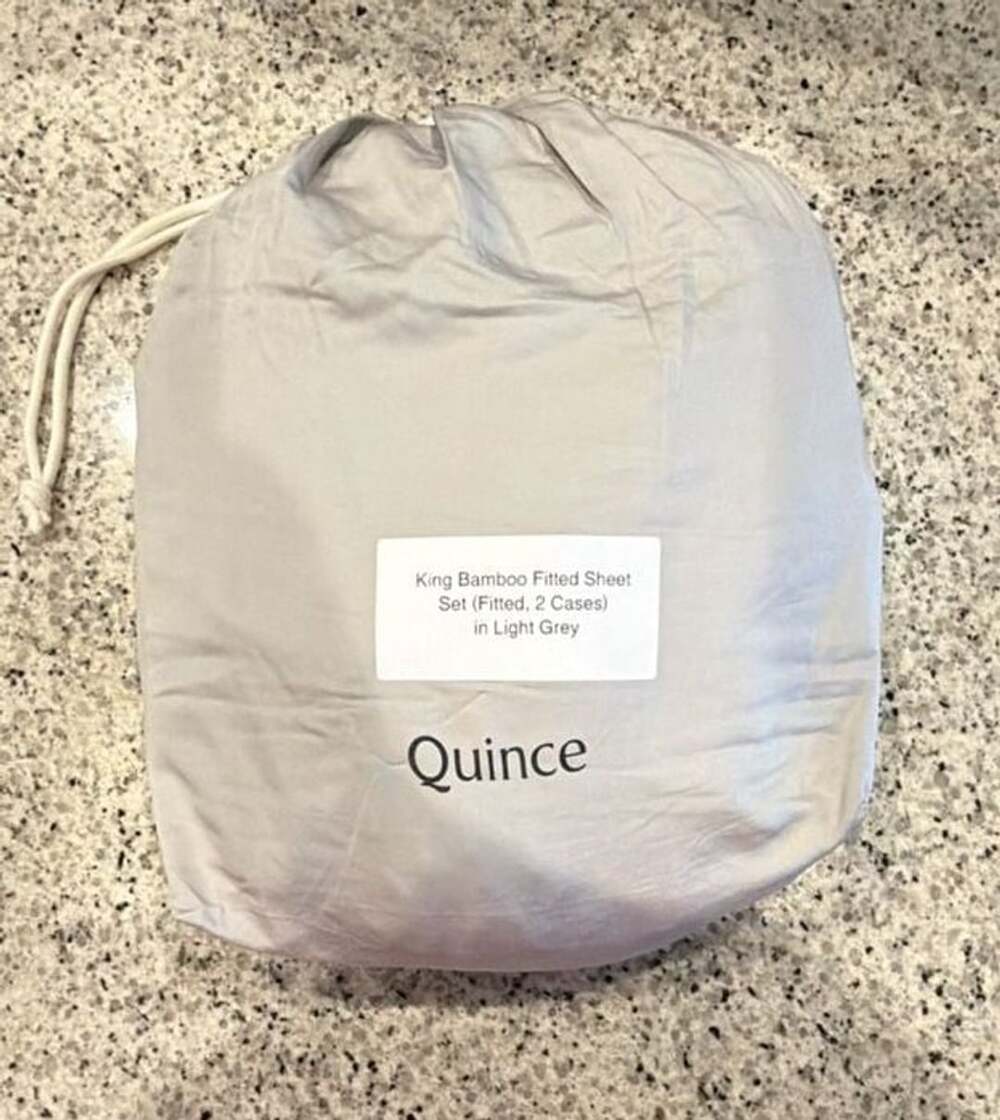 Quince King Bamboo Fitted Sheet Set (Fitted, 2 Cases) in Light Grey